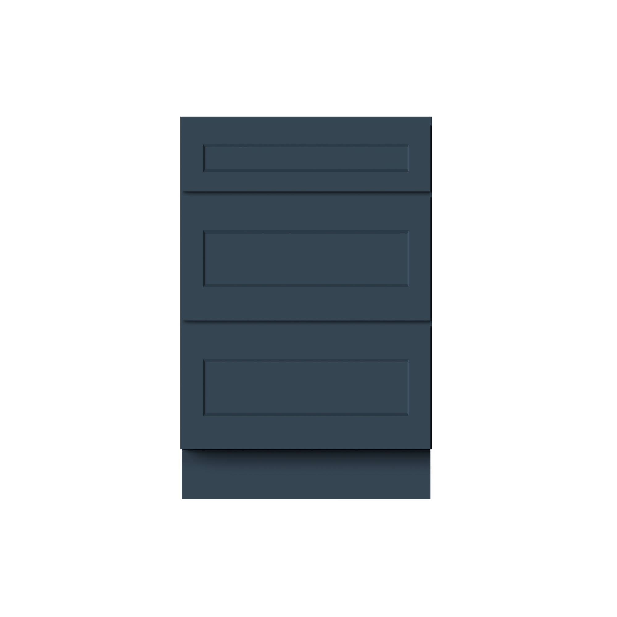 Alt View 1. Boyel Living - 36-in W x 34.5-in H x 24-in D Shaker RTA Kitchen 3-Drawer Base Cabinet with Soft-Close Drawers - Charcoal Blue.