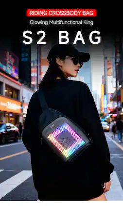 Loheer - LED Crossbody Bag, Bluetooth App Display, 64x64 Pixel Screen, Water-Resistant - Black