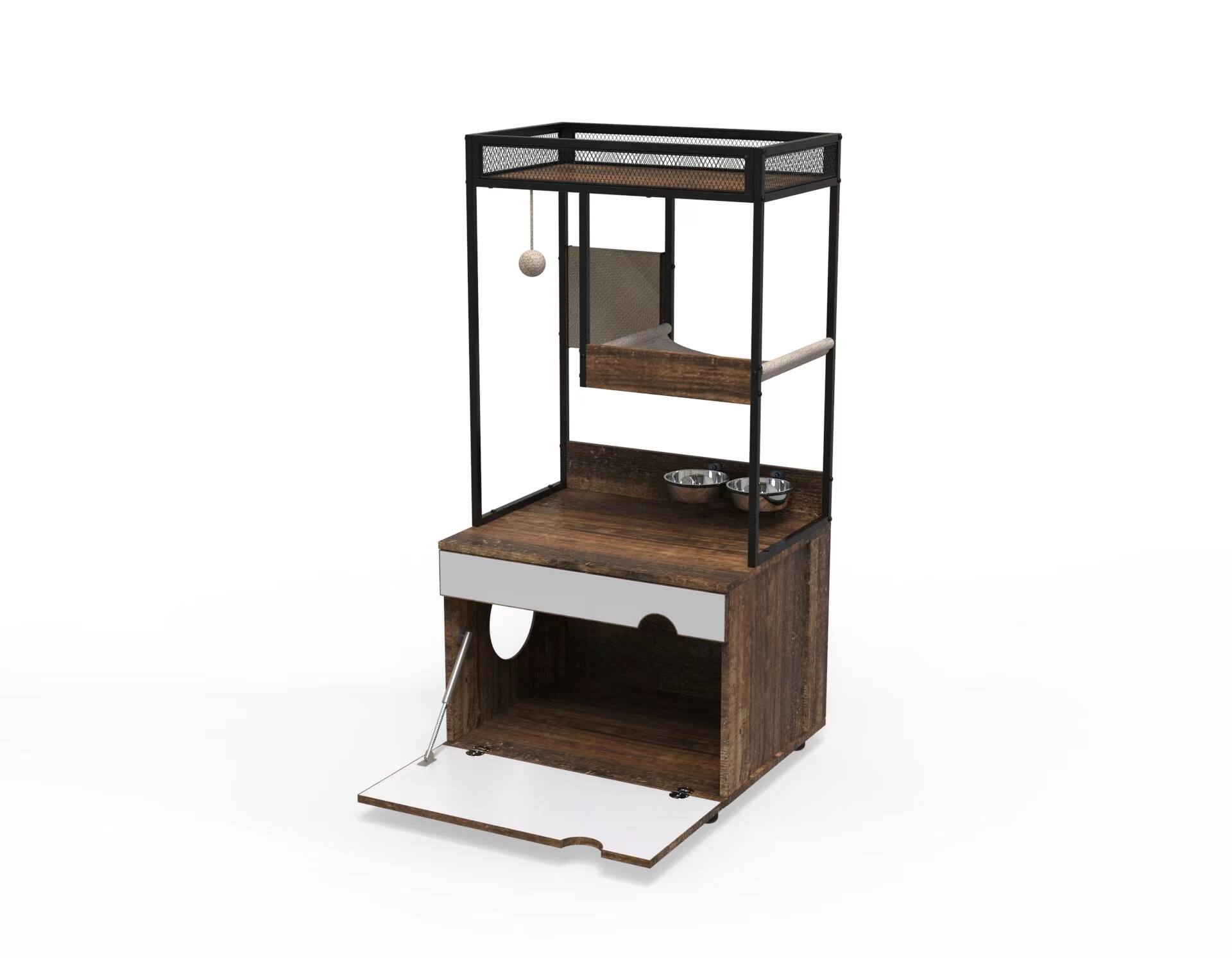 Alt View 1. Yardgrace - Cat Litter Box Enclosures with Cat Tree Tower, Cat Furniture ,Cat Cabinet - Black.