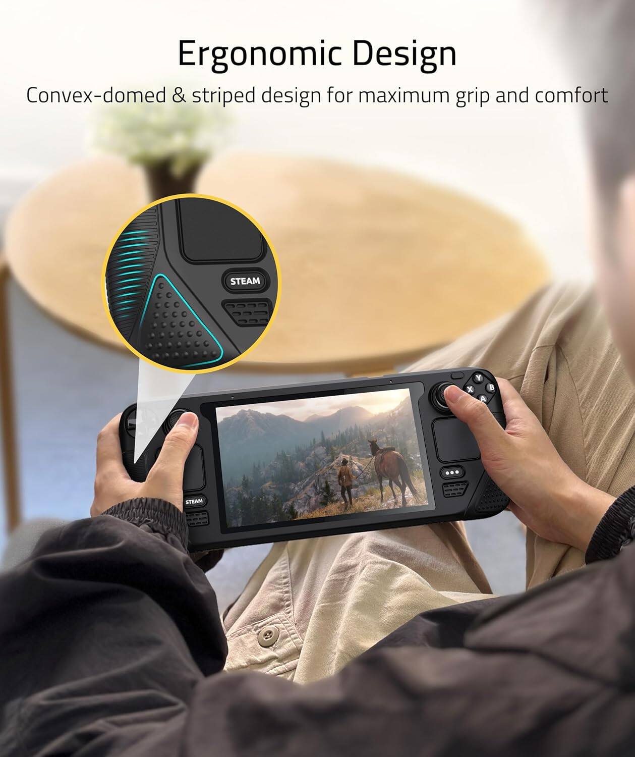 Ergonomic Design  
Convex-domed & striped design for maximum grip and comfort