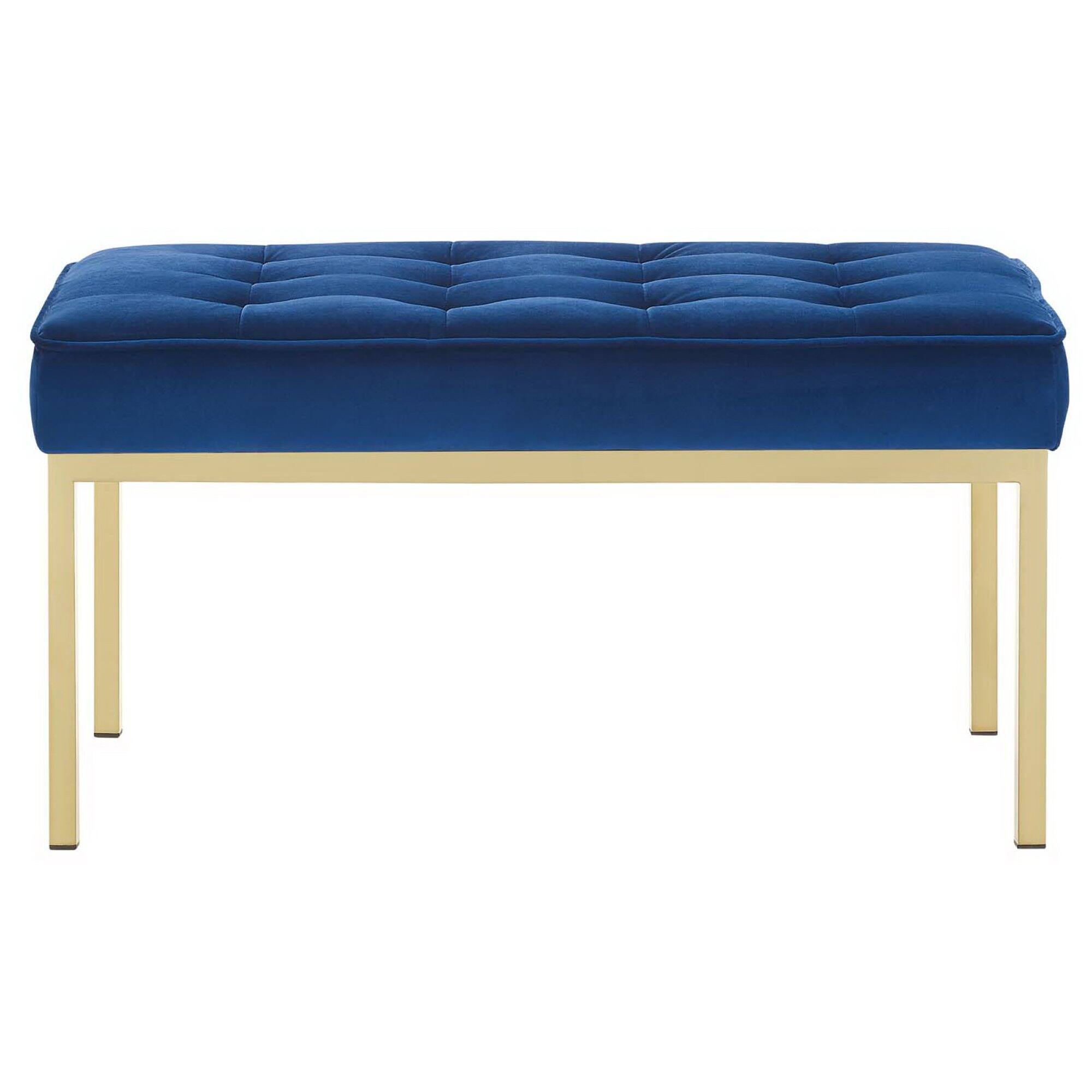 Alt View 1. Modway - Loft Gold Stainless Steel Leg Medium Performance Velvet Bench by Modway - Gold Navy.