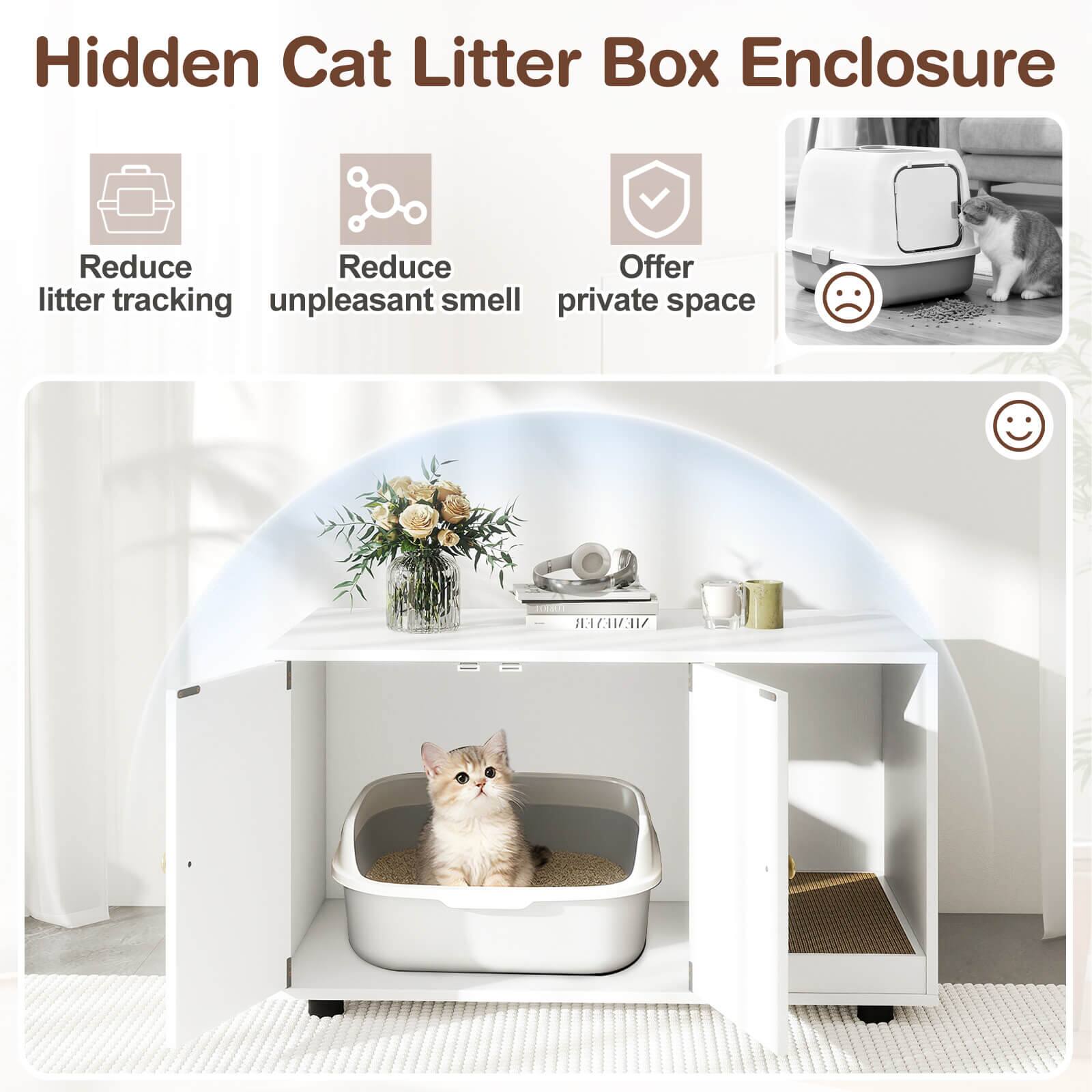 Hidden Cat Litter Box Enclosure

- Reduce litter tracking
- Reduce unpleasant smell
- Offer private space