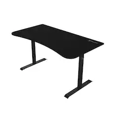 Front. Arozzi - Arozzi Arena Medium Curved Gaming and Office Desk with Full Surface Desk Mat - Pure Black - Pure Black.