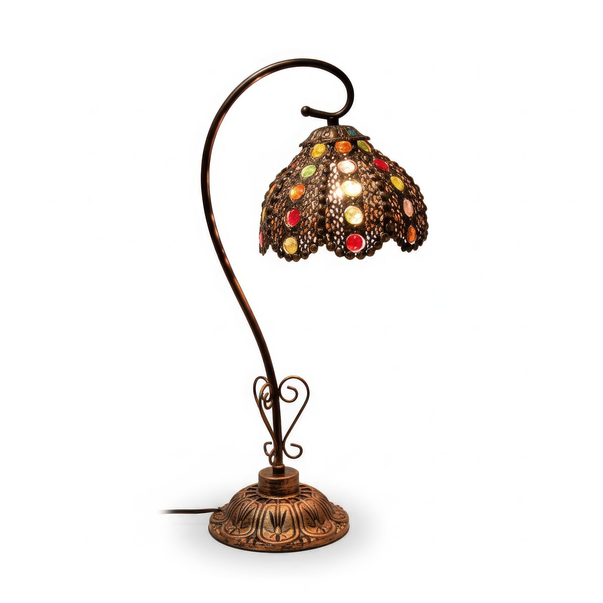 Angle. FC Design - 21"H Bronze Ornate Vase w/ Mosaic Petal Shade Table Lamp.