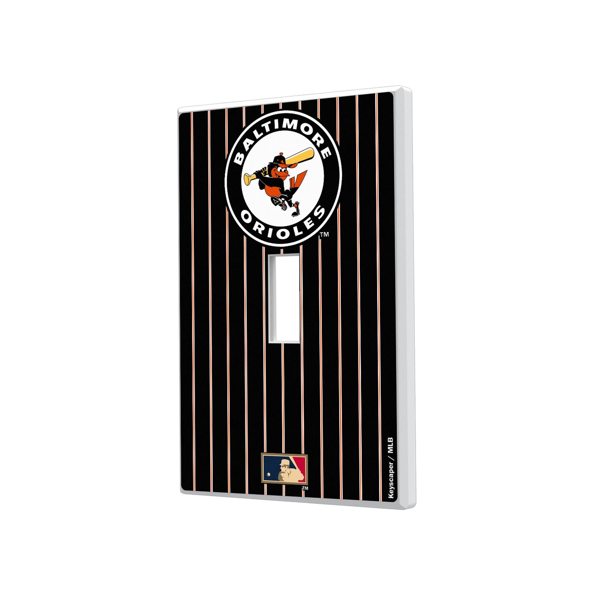 Keyscaper - Baltimore Orioles 1966-1969 Cooperstown Pinstripe Single Toggle Light Switch Plate - Multicolor
