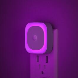 Dazzed Corner - 2 Pack Dimmable Plug-in Night Light with Motion & Dusk to Dawn Sensor, Auto ON/Off - Purple