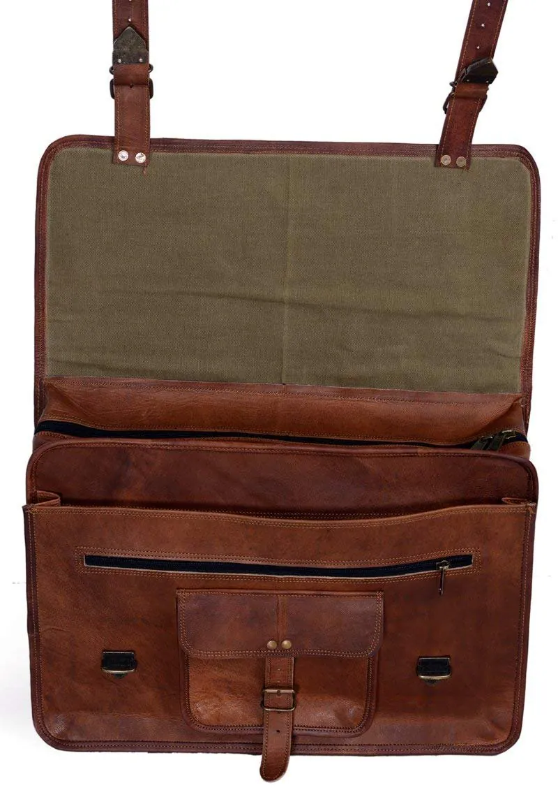 Alt View 4. Skar Audio - Leather Briefcase For Men Laptop Messenger Bag Office Satchel Computer And Women () FULL GRAIN LEATHER: Our - 18 INCH.