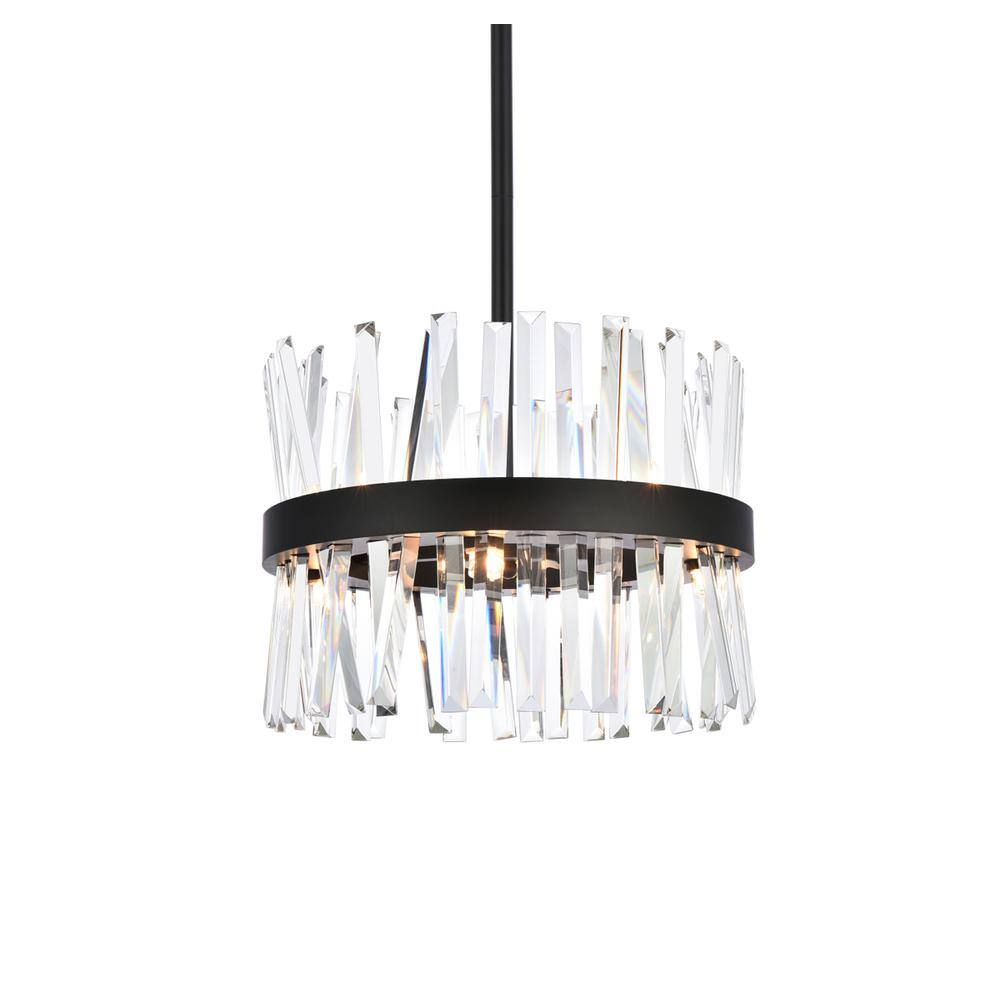 Alt View 4. Elegant Lighting - Serephina 16 inch crystal round pendant light in black - Black.