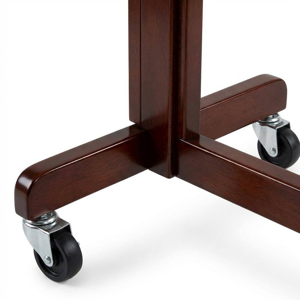 Left. BisonOffice - Antique Walnut Adjustable Laptop Cart with Solid Wood Finish for Mobility - Walnut.