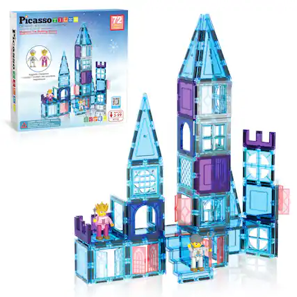 Picasso Tiles Creativity Beyond Imagination! Magnetic Tile Building Blocks Made by the Creators of Magna-Tiles 72 Pieces Magnetic Creatures Included | 3-99 PT72