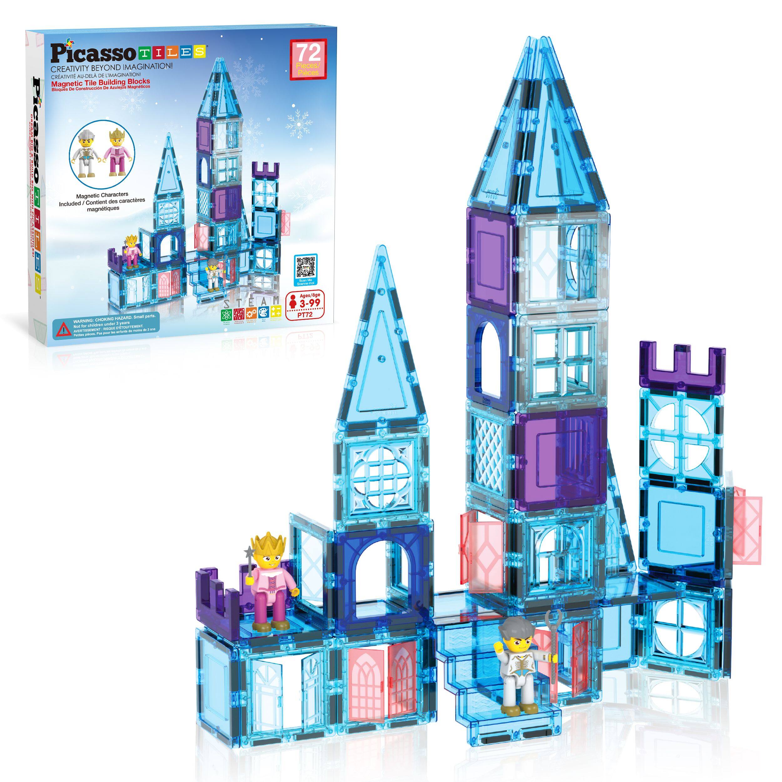 Picasso Tiles Creativity Beyond Imagination! Magnetic Tile Building Blocks Made by the Creators of Magna-Tiles 72 Pieces Magnetic Creatures Included | 3-99 PT72