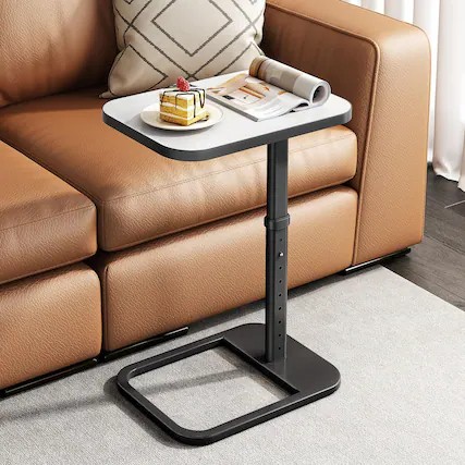 Front. Stylel Star - Tv Tray Table Adjustable Height Flip-top Rounded Metal Corners Snack For Couch Sofa Bed Chair Living Room C Shaped End.