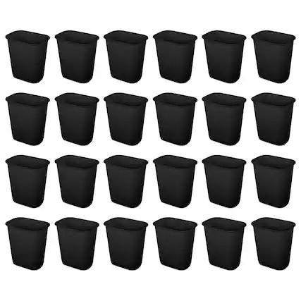Front. Sterilite - Sterilite 3 Gallon Rectangular Wastebasket Small Home Trash Bin, 24 Pack, Black - Black.