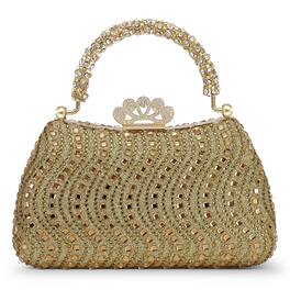 Unique Bargains - Rhinestones Evening Bag for Women, Shiny Sequin Evening Clutch Wedding Purse for Bride Party Formal - Gold