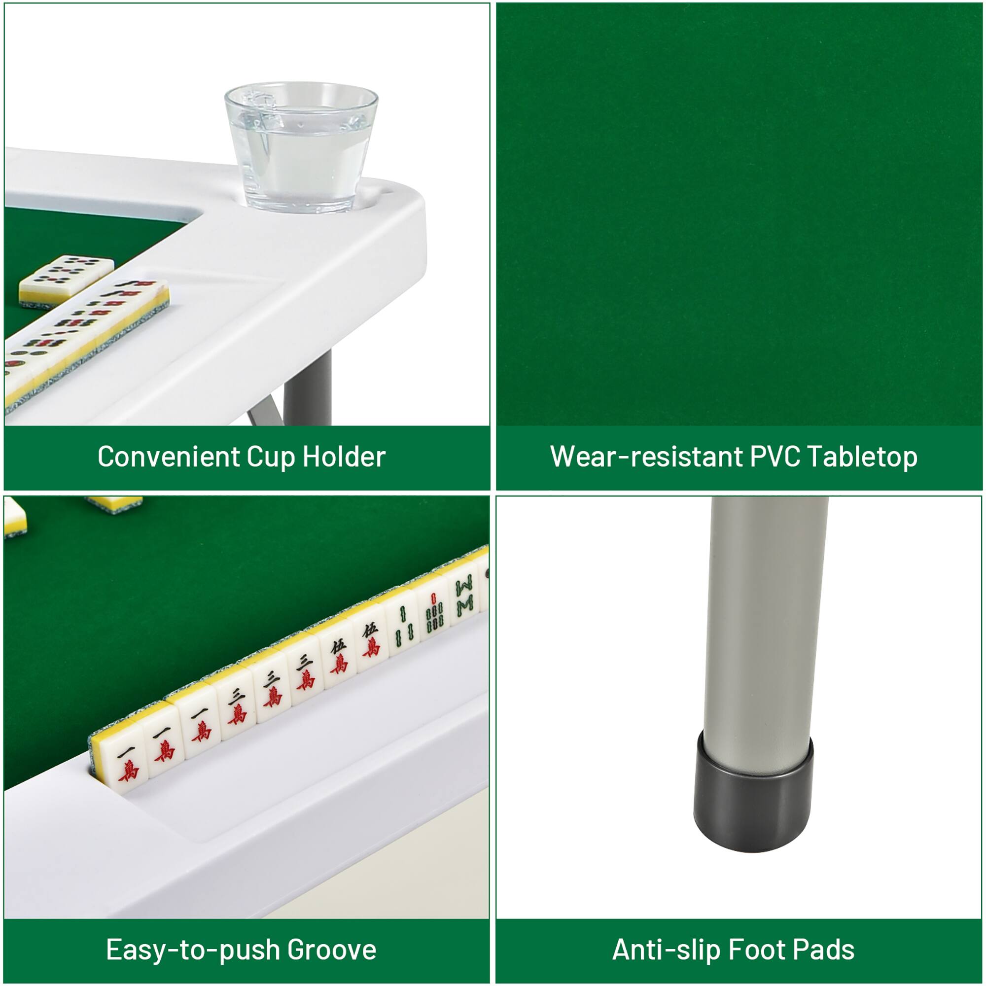 - Convenient Cup Holder
- Wear-resistant PVC Tabletop
- Easy-to-push Groove
- Anti-slip Foot Pads