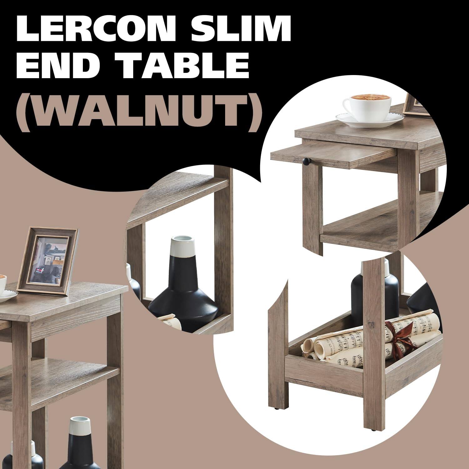 LERCON SLIM END TABLE (WALNUT)