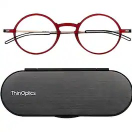 ThinOptics - Manhattan 1.0 Strength Reading Glasses with Milano Case - Red