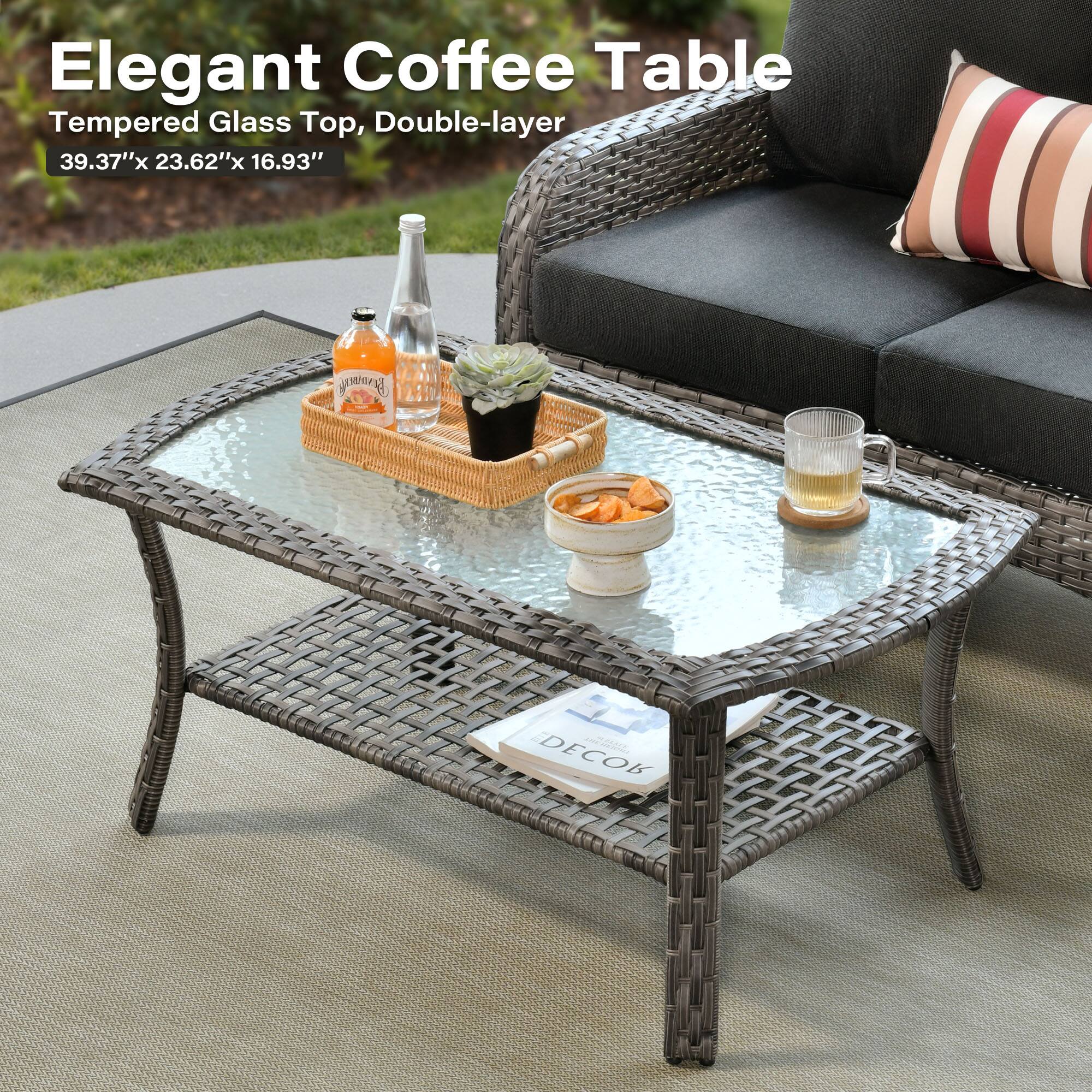 Elegant Coffee Table  
Tempered Glass Top, Double-layer  
39.37" x 23.62" x 16.93"