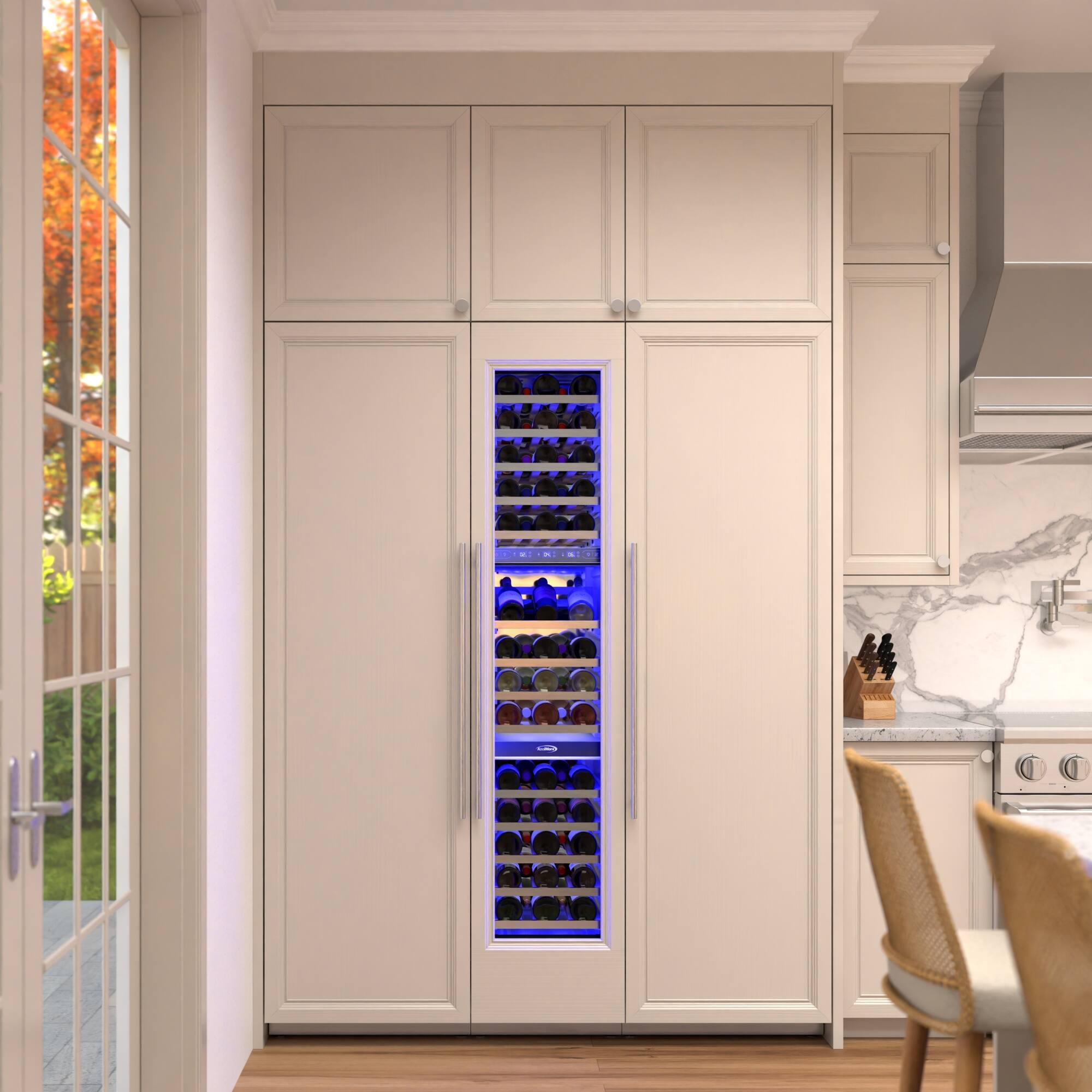 Left. Koolmore - KoolMore Reserve Panel Ready 24 in. Column Refrigerator with a 18 in. Wine Cooler and 24 in. Freezer - White.