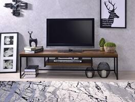 Spaco - TV Stand for TVs Up to 60 Inch, Modern Media Console with Open Shelf and Cable Management, Metal Base, Wood Top - Oak