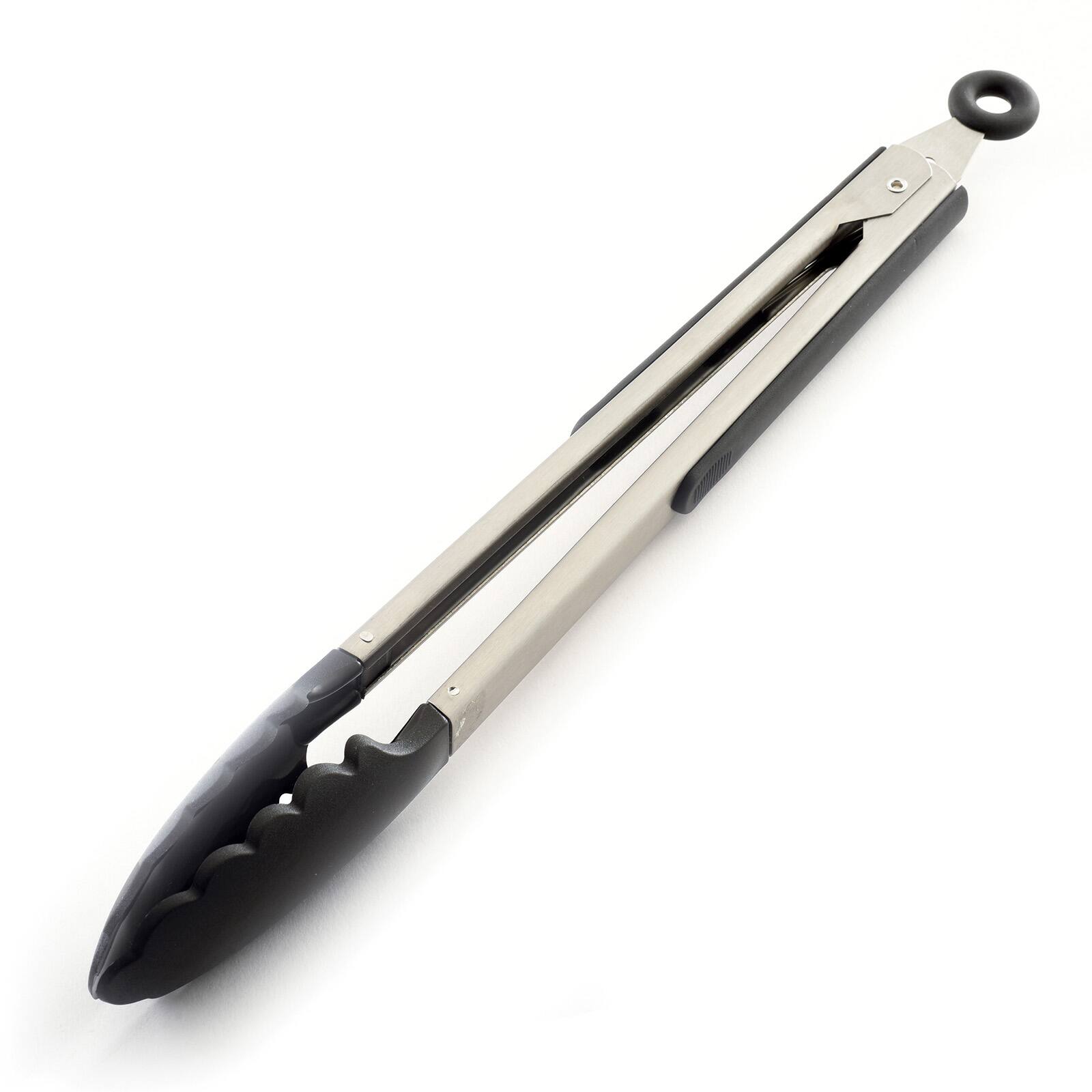 Front. Norpro - Grip EZ Stainless Steel and Silicone Locking Tongs, 12-Inch - Black.