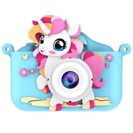 Front. Cluzine - Kids Digital Camera, Unicorn Design, 96MP, Dual Lens, Eye-Protection Screen.