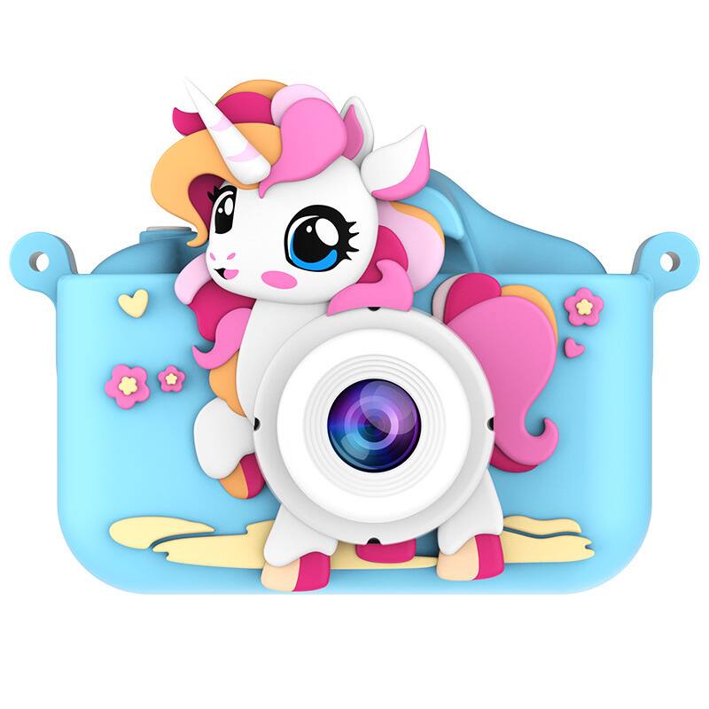 Front. Cluzine - Kids Digital Camera, Unicorn Design, 96MP, Dual Lens, Eye-Protection Screen.