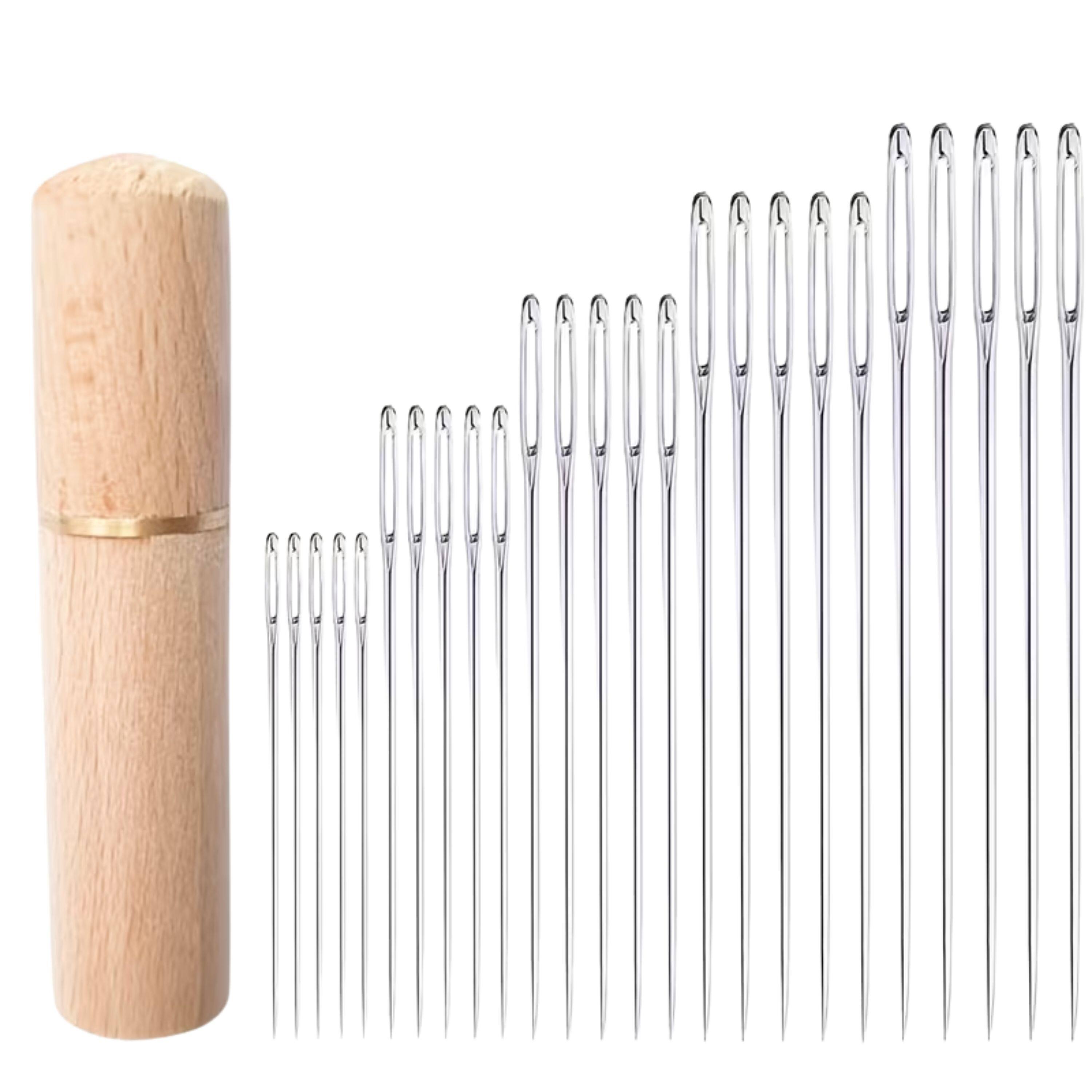 Front. Kitcheniva - Large Eye Sewing Needles with Wooden Case 25 Pcs.