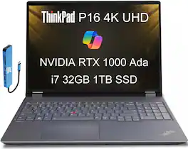 Lenovo - Refurbished Excellent - Upgraded - ThinkPad P16 16" 4K Workstation - NVIDIA RTX 1000 Ada - Intel Core i7-14700HX - 32GB RAM - 1TB SSD – Windows 11 Pro - Gray