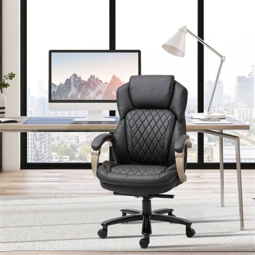Left. Hivvago - Brown Big and Tall Diamond Stitching Executive Adjustable Height Office Chair - Brown.