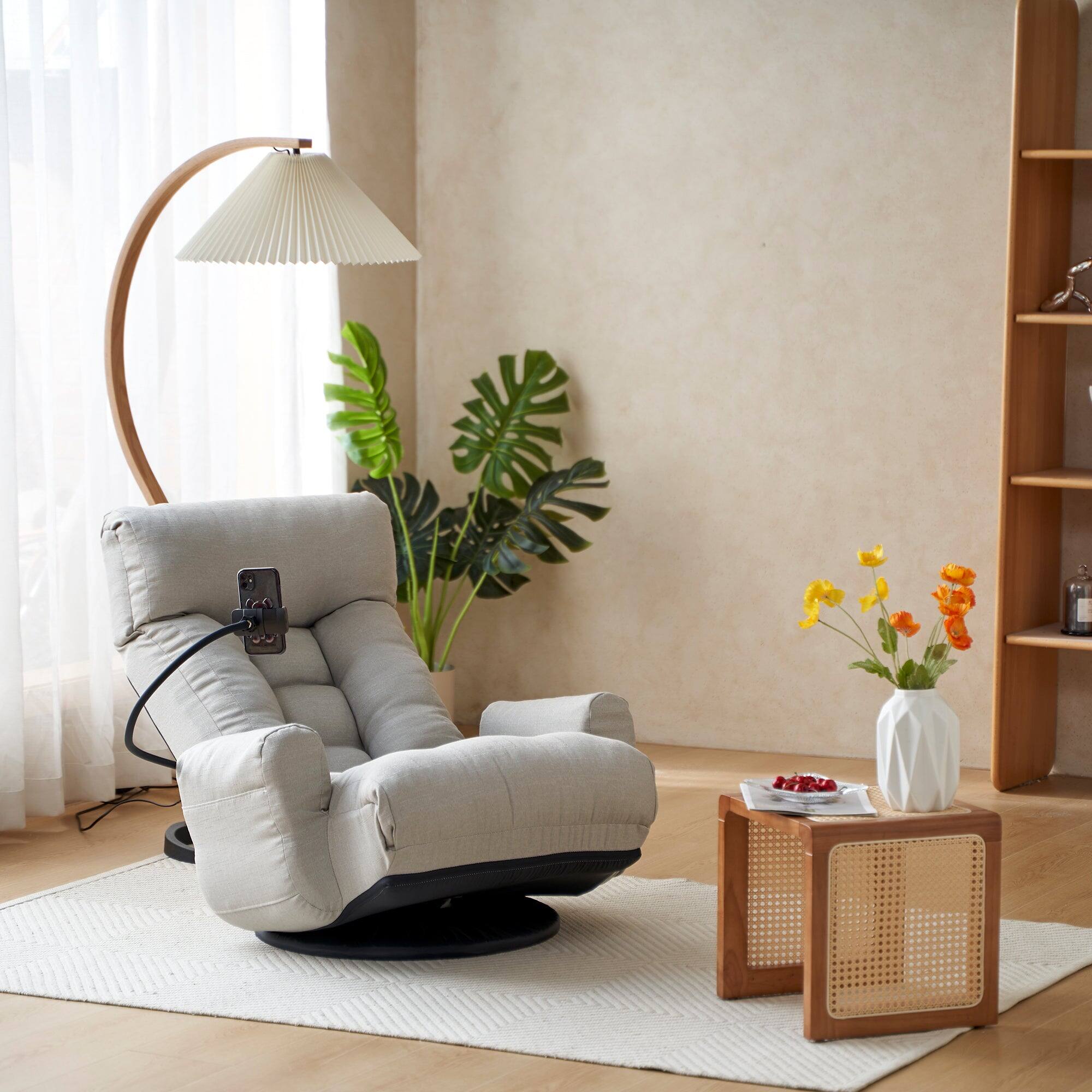 Alt View 3. Boyel Living - 360 Rotating Foldable Adjustable Floor Lounge Chair Comfortable Seating for Living Room Bedroom Gray - Grey.