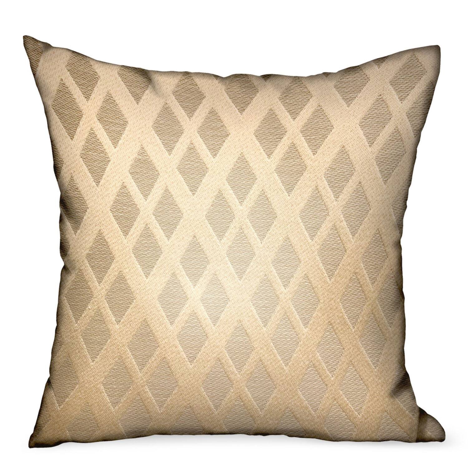 Front. Plutus Brands - Diamond Cascade Geometric Luxury Outdoor Indoor Throw Pillow Double sided 24" x 24" - Brown.