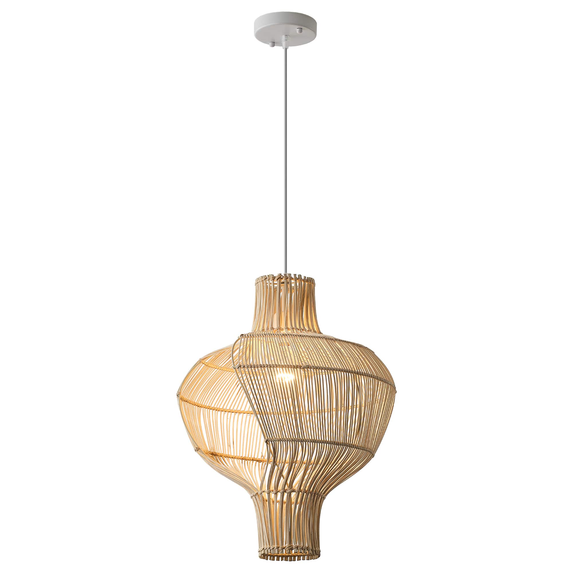 Vaczon - Bohemian Rattan Gourd Pendant Chandelier – Fixed Hanging Line Ceiling Light for Home Decor and Ambient Lighting - Light Beige price history on PriceWatchPro