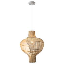 Vaczon - Bohemian Rattan Gourd Pendant Chandelier – Fixed Hanging Line Ceiling Light for Home Decor and Ambient Lighting - Light Beige