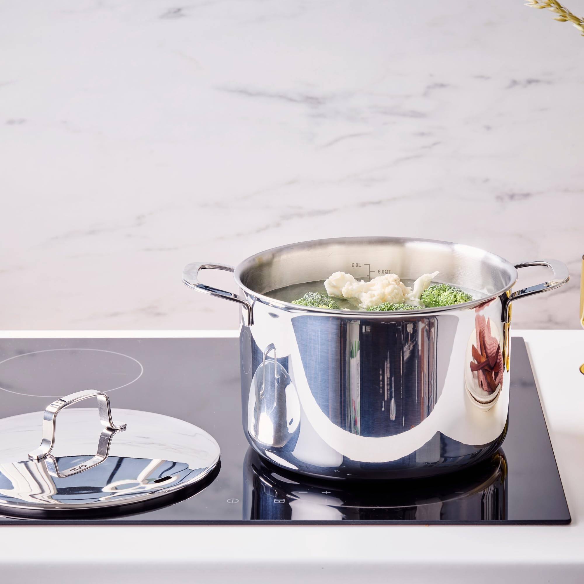 Alt View 1. Alva - Alva Maestro 5-Ply Stainless Steel Stock Pot with Lid, 7-Qt. - Stainless Steel.