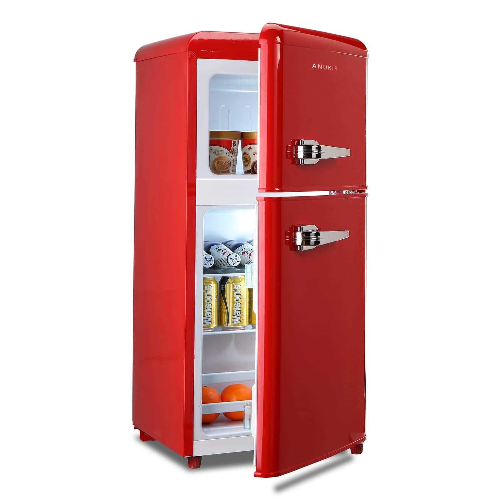 Siljoy - 3.5Cu.Ft Compact Refrigerator Mini Fridge with Freezer Small Refrigerator 7 Level Thermostat Removable Shelves - Red