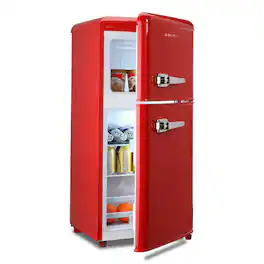 Siljoy - 3.5Cu.Ft Compact Refrigerator Mini Fridge with Freezer Small Refrigerator 7 Level Thermostat Removable Shelves - Red