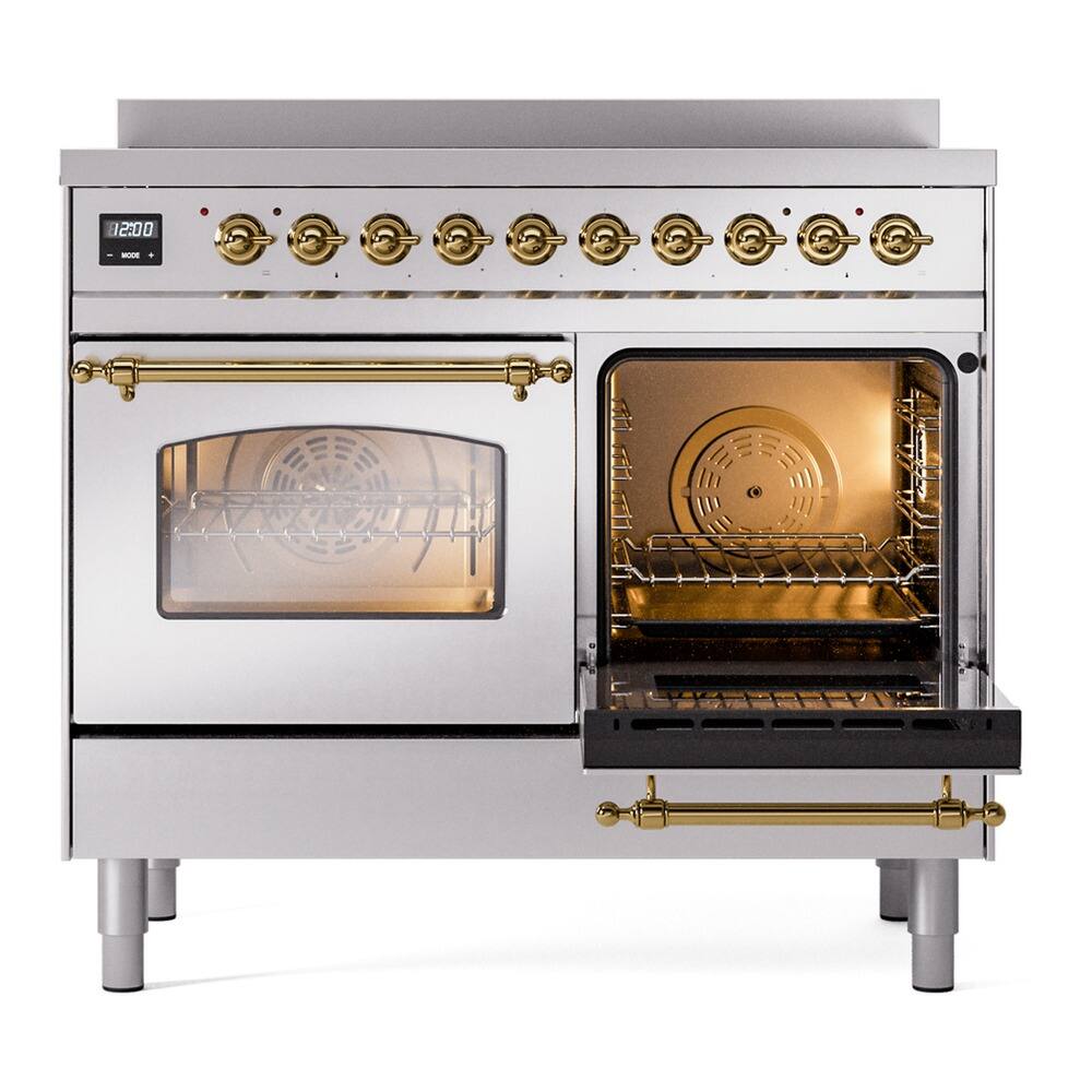 Alt View 4. ILVE - ILVE Nostalgie II 40 inch Induction Range with 6 Elements (Triple Glass Door, Stainless Steel, Brass) - Stainless Steel.