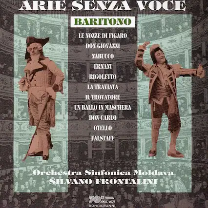 ARIE SENZA VOCE
BARITONO
LE NOZZE DI FIGARO
DON GIOVANNI
NABUCCO
ERNANI
RIGOLETTO
LA TRAVIATA
IL TROVATORE
UN BALLO IN MASCHERA
DON CARLO
OTELLO
FALSTAFF
Orchestra Sinfonica Moldava
SILVANO FRONTALINI
1905 - 1975
BONGIOVANNI