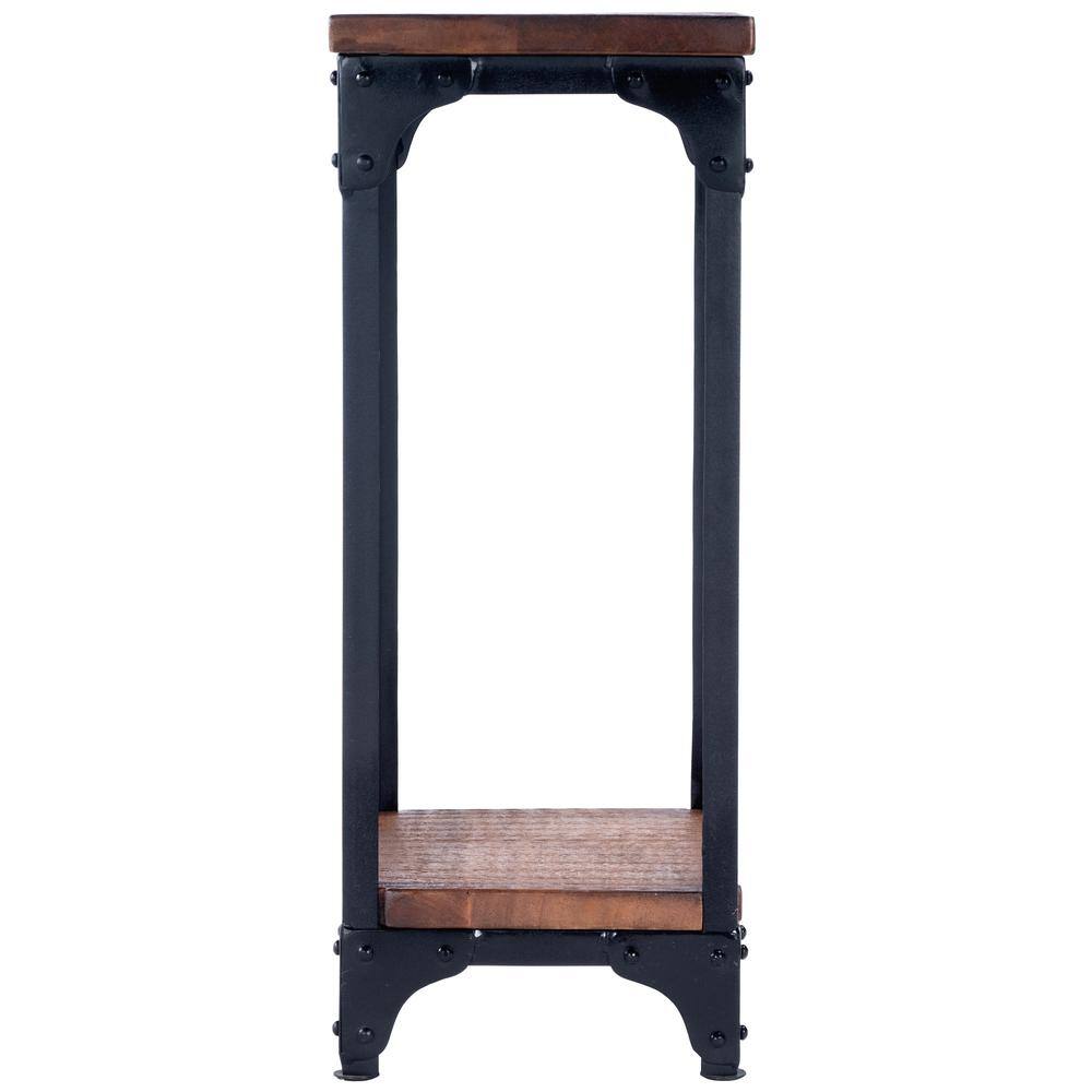 Alt View 1. Butler Specialty - Gandolph Industrial Chic Wood & Iron Pedestal Stand - Medium Brown.