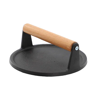 Front. Mega Chef - MegaChef 7.5 Inch Round Heavy Duty Cast Iron Grill Press.