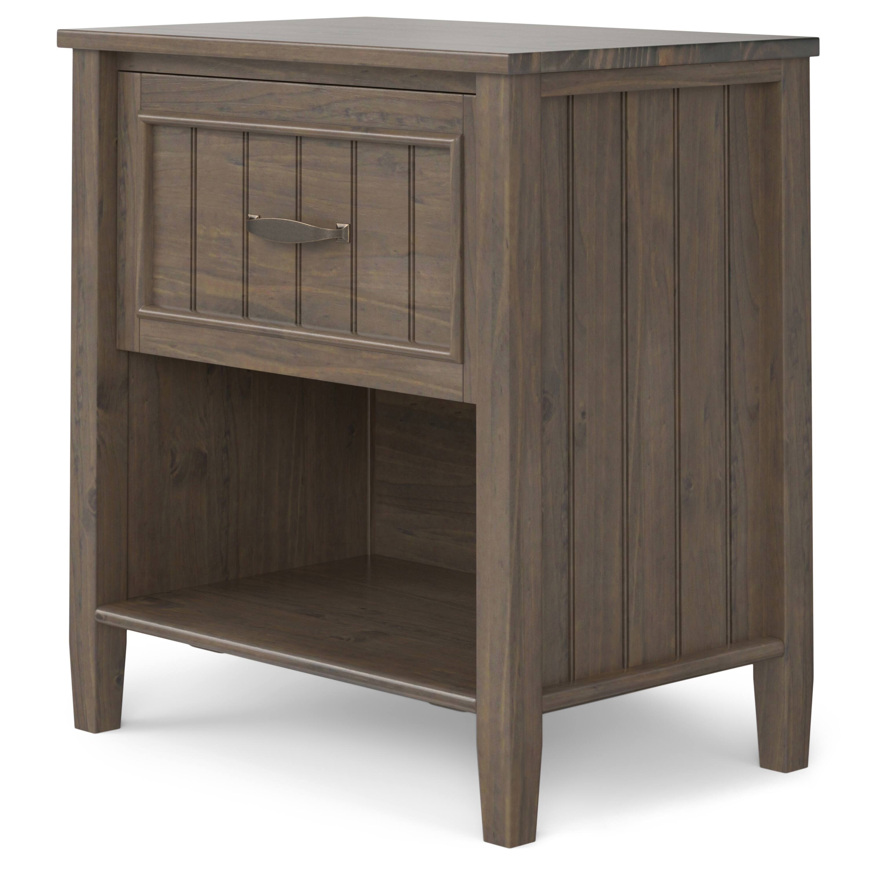 Angle. Simpli Home - Lev Bedside Table - Smoky Brown.