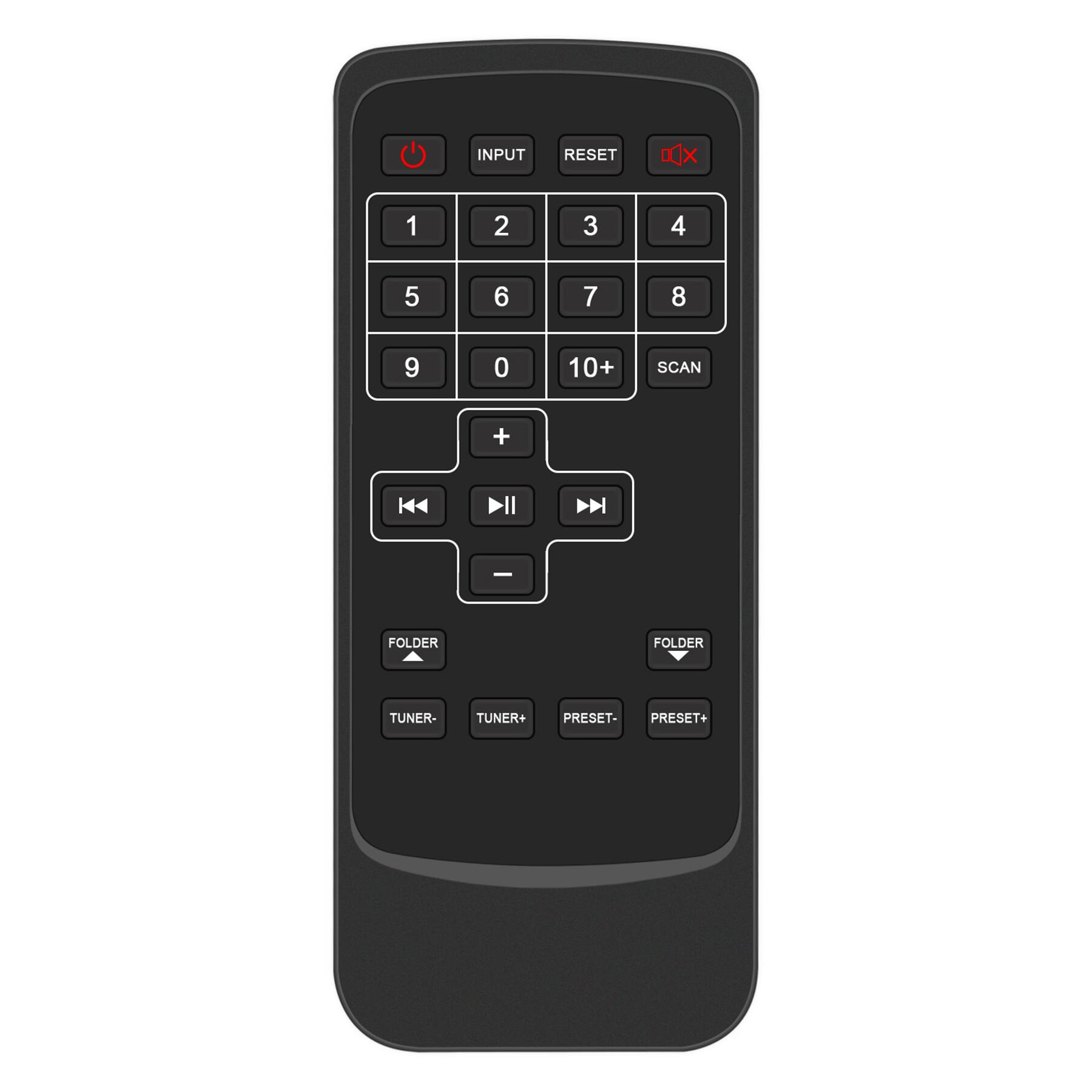 INPUT RESET 1 2 3 4 5 6 7 8 9 0 10+ SCAN K4 Il D - FOLDER FOLDER TUNER- TUNER+ PRESET- PRESET+