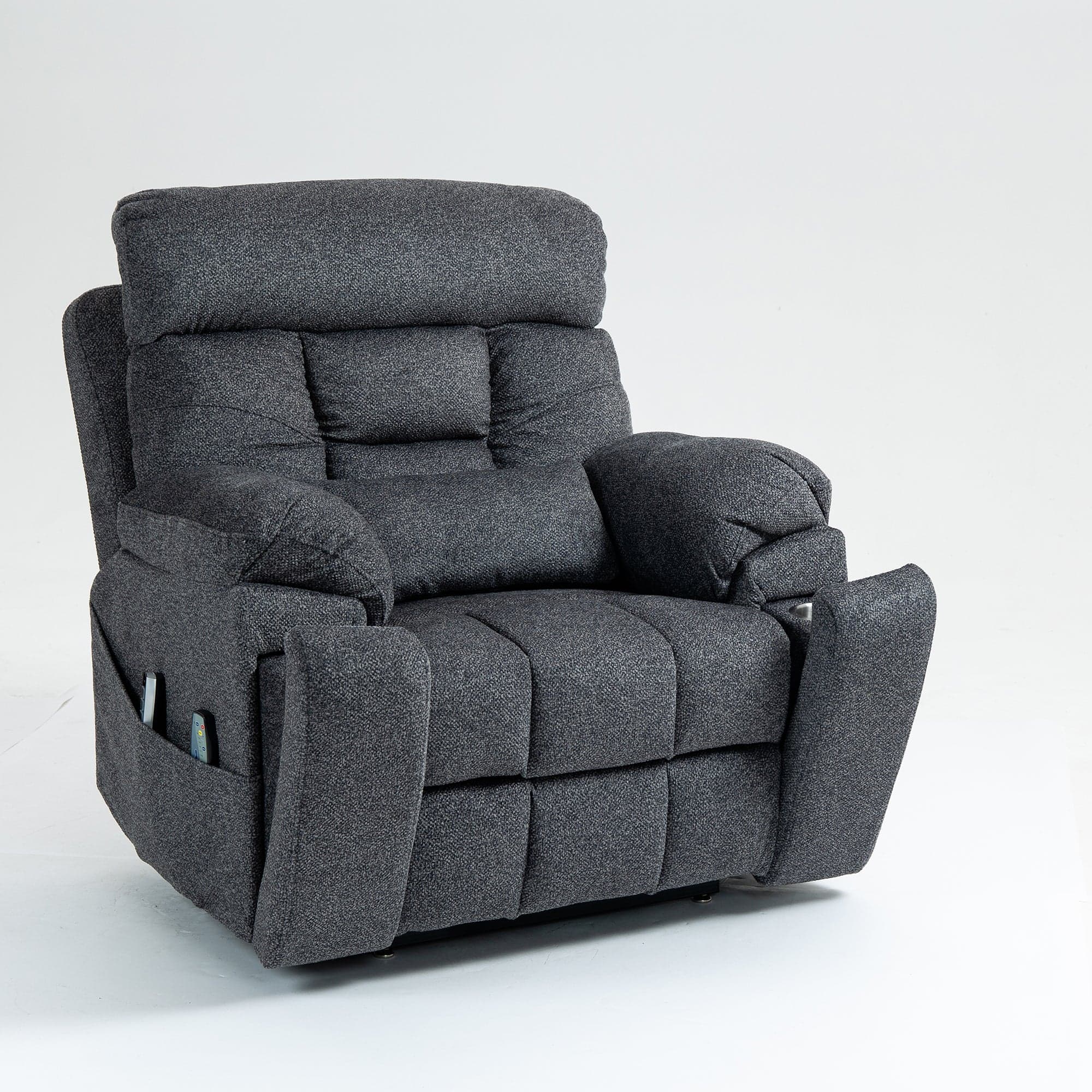 Front. Boyel Living - Oversized Elderly Electric Lift Chair 4 OKIN Motor 180° Flat Heat Massage 2 Remote 2 Cup Holder 2 Pocket - GREY.