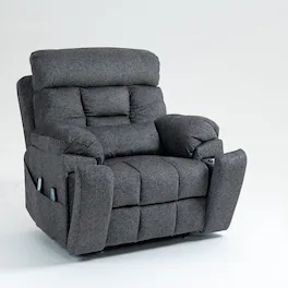 Boyel Living - Oversized Elderly Electric Lift Chair 4 OKIN Motor 180° Flat Heat Massage 2 Remote 2 Cup Holder 2 Pocket - Gray