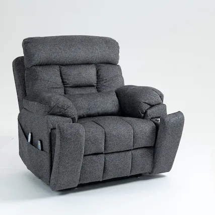 Front. Boyel Living - Oversized Elderly Electric Lift Chair 4 OKIN Motor 180° Flat Heat Massage 2 Remote 2 Cup Holder 2 Pocket - GREY.