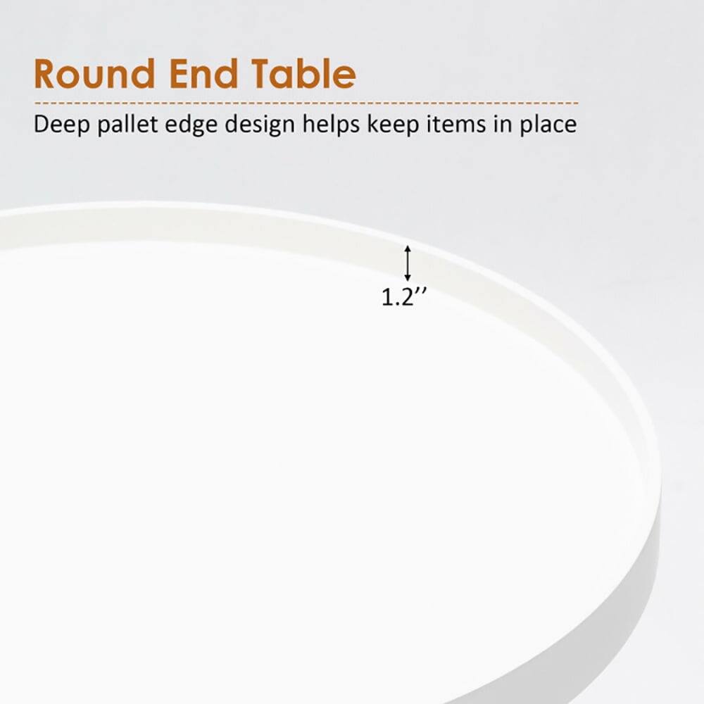 Round End Table  
Deep pallet edge design helps keep items in place  
1.2"