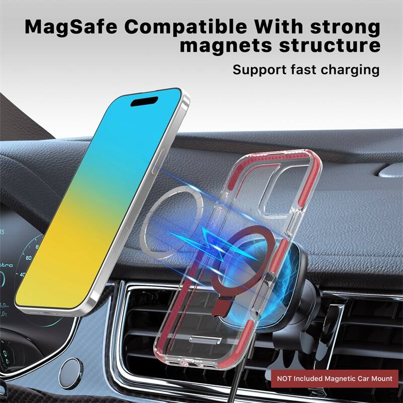 MagSafe Compatible With strong magnets structure Support fast charging NOT Included Magnetic Car Mount