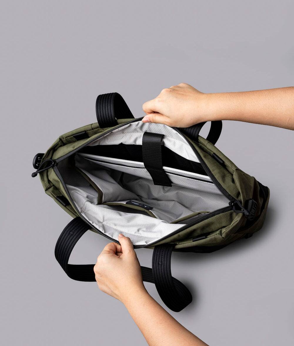 Alt View 3. ALPAKA - Bravo Tote V2 Work & Travel Laptop Tote Bag, Fits 16” MacBook Pro + 14” Tablet - Green Axoflux 400D.