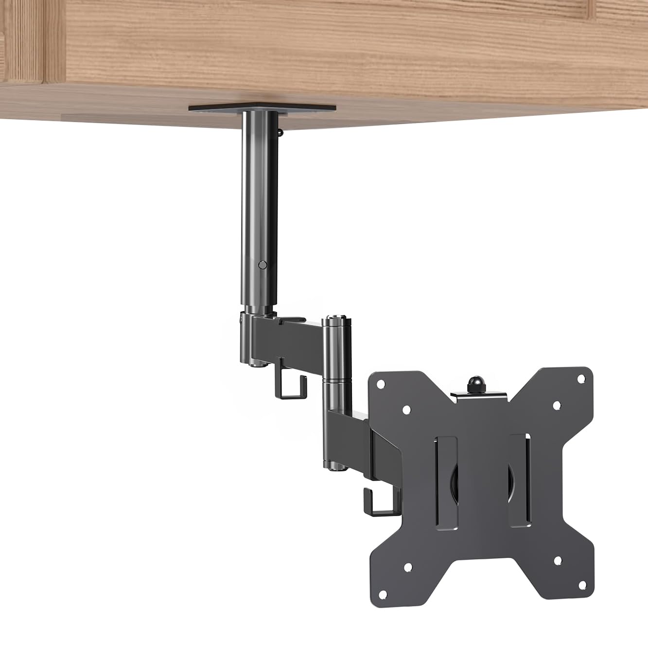 Front. Earthley Blooms - Under Cabinet Articulating 13 27 Inch Single Monitor Small Tv Mount Height Adjustable Long Extension Arm Max - Default.